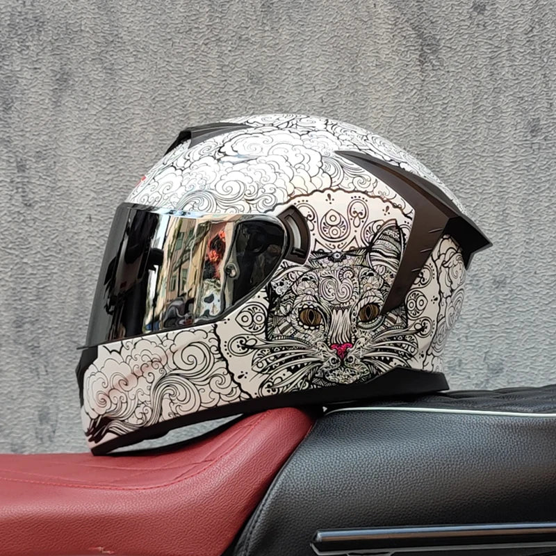 Full Face motorcycle helmet dual shield with removable washable inner lining racing moto helmet