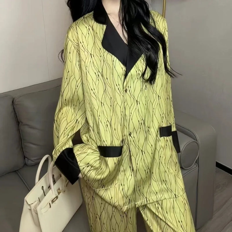 2026 New Autumn Sleepwear Pijama Home Suit for Women Pyjamas Elegant Long Sleeve Pajamas Set Comfort for Homewear Loungewear