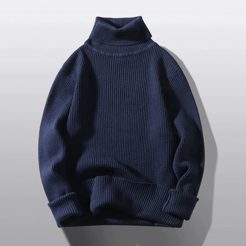 2026 New Men's Burgundy High-Neck Sweater, Winter Black Thermal Pullover Sweaters, Available in Blue, White, Yellow, Green, Gray