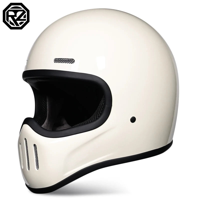 Retro ORZ helmet, fiberglass full face helmet, caf é racing driver, lightweight shell, motorcycle helmet, retro leather