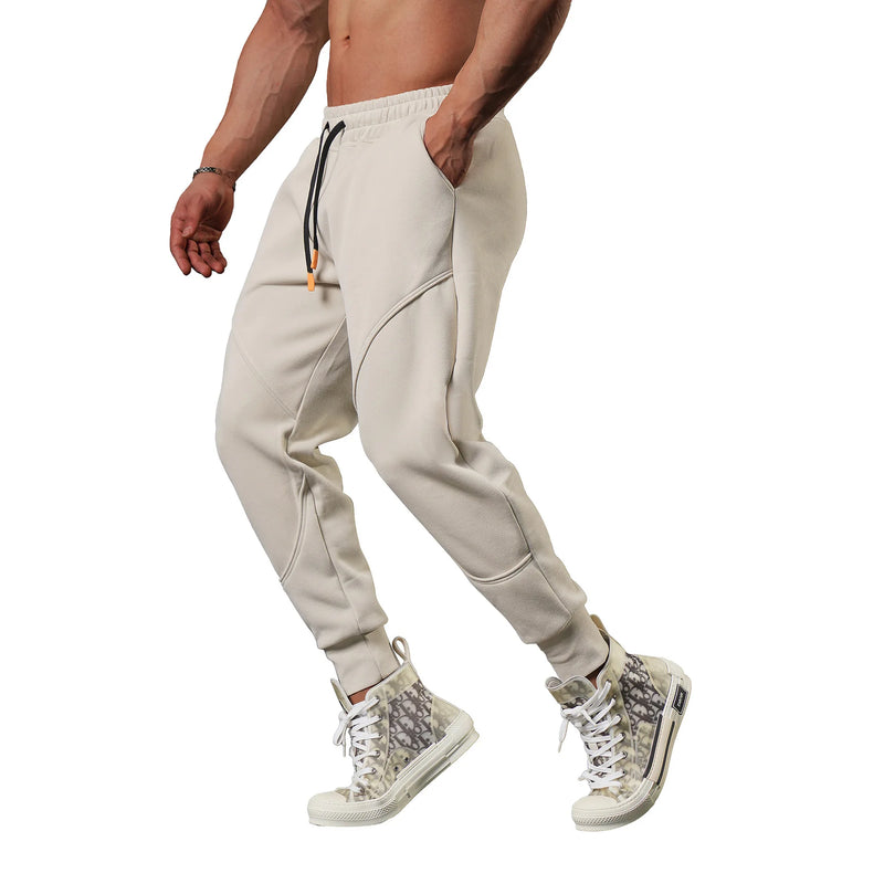2026 New Winter Men Cuffed Sports Pants, Fashionable Loose-fitting Sweatpants, Black and Gray Color-blocked Casual Trousers