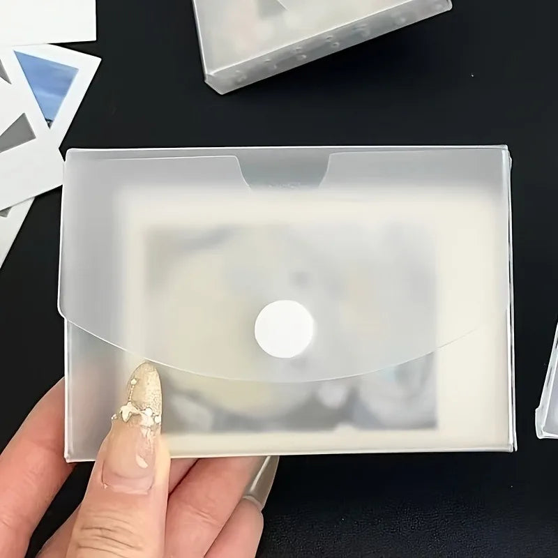2pcs Flip-Top Lid Frosted Card Holder Box- Suitable for Business Cards,Stickers,Receipts,Minimalist Durable Storage Box.