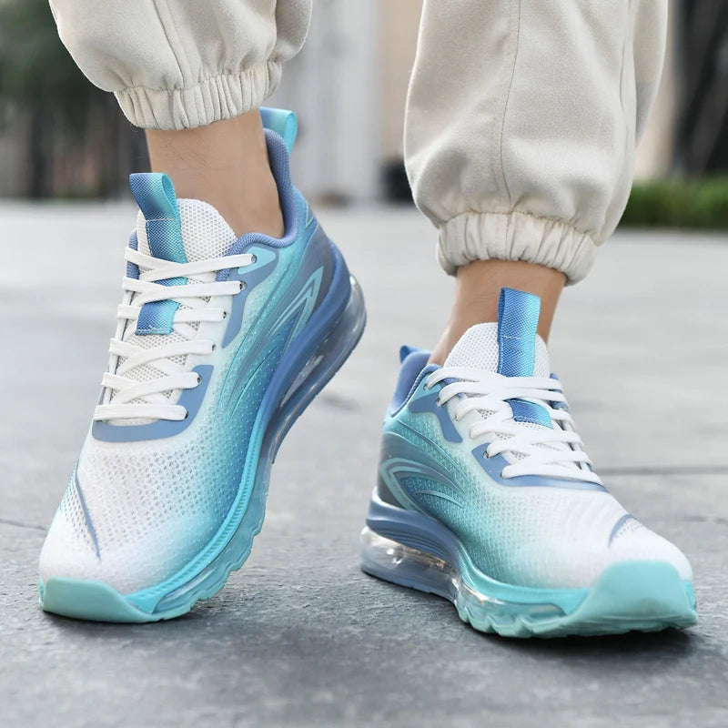 Men's casual sneakers four seasons breathable light full palm air cushion racing running shoes students mesh speed sports shoes