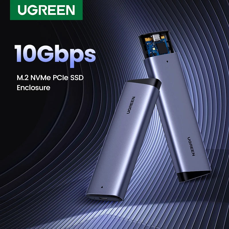 UGREEN 10Gbp M2 SSD Case NVME SATA Dual Protocol M.2 to USB Type C SSD Adapter for NVME PCIE NGFF SATA SSD Disk Box