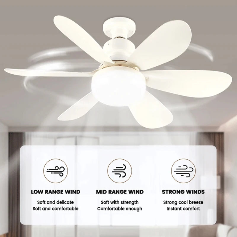 កង្ហារពិដាន LED 30W/40W សម្រាប់ពេលយប់ ប្រើបាត E27 អាចលៃតម្រូវពន្លឺបាន របៀបបញ្ជាពីចម្ងាយ កង្ហារពិដានថាមពលខ្យល់ខ្ពស់