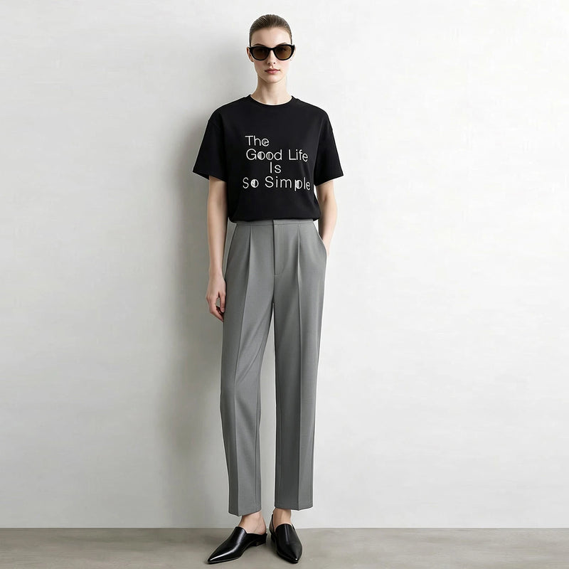 Amii Women's Pants 2026 Autumn New Wrinkle-Free Casual Tapered Trousers Office Lady Versatile Tailored Fit Women Pants 12613005