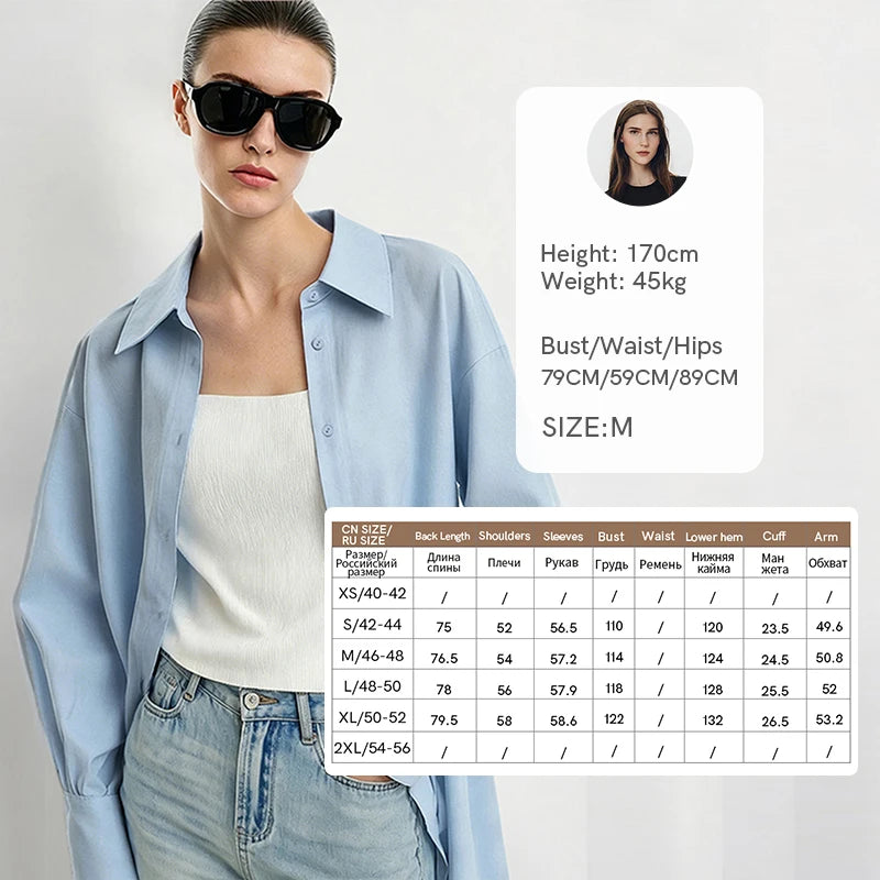 AMII Long Sleeve Shirt For Women 2026 Autumn New Lapel Drop Shoulder Pleated Top Loose Cotton Classic Women's Shirt 12613014