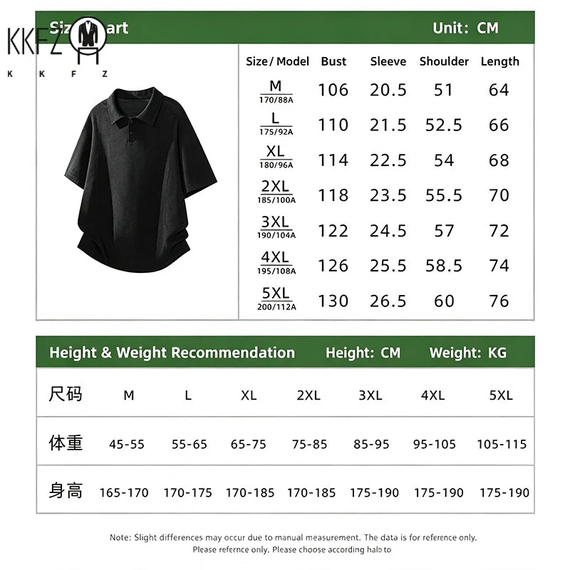 Men Waffle Knit Polo Short Sleeve Shirt Lapel Collar Partial Button Placket Oversized Silhouette For Summer Daily Street Wear