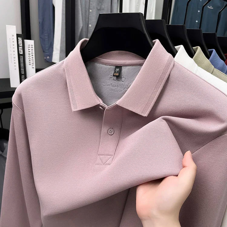 260g Long Staple Cotton Pique Fabric, Premium 100% Cotton Polo Shirt, Business Casual Slim Fit Top,Golf Shirt