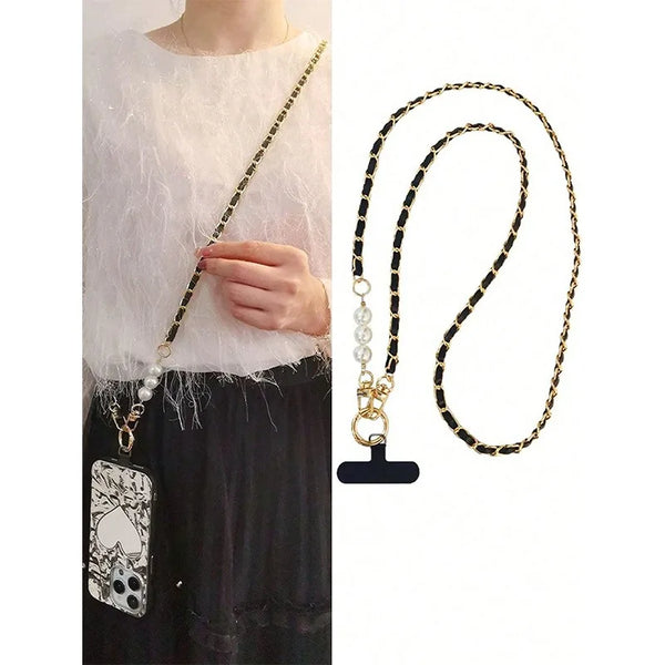 1pc Universal Phone Lanyards Designed with long rope And Shoulder Strap,Specifically Made for Women,Featuring Pearl Pickup Chain