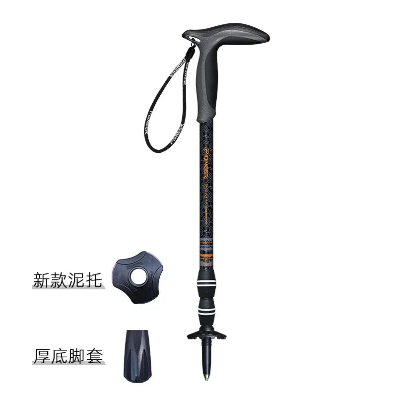 Pioneer 1pcs T-handle Trekking Pole 3 Sections Ultralight Outdoor Camping Hiking Walking Sticks Cane Climbing XDL009