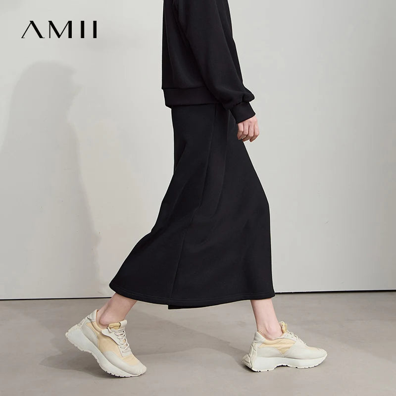 សំពត់ធម្មតាសម្រាប់នារី AMII រចនាប័ទ្មរដូវស្លឹកឈើជ្រុះឆ្នាំ ២០២៥ ម៉ូដកូរ៉េសម្រាប់នារីការិយាល័យ សំពត់ត្រង់រាងអក្សរ A ប៉ាក់ប្រចាំថ្ងៃ 12523043