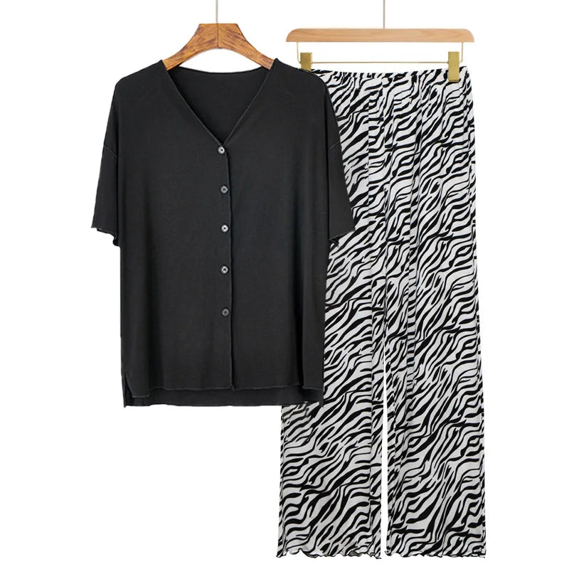 European Long Sleeve Trousers Sets 2026 New Loungewear Women's Sleepwear Two-piece Pajamas Home Suit For Women Modal Nightwear