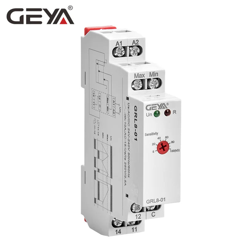 GEYA GRL8 Liquid Level Control Relay Electronic Liquid Level Controller 10A  AC/DC24V-240V Water Level Relay