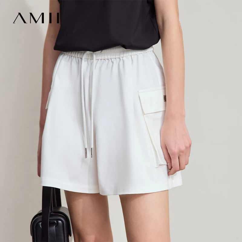 AMII ខោខ្លីរដូវក្តៅថ្មីសម្រាប់នារី រចនាបថសាមញ្ញ មានហោប៉ៅ សាមញ្ញ ទាន់សម័យ ទាន់សម័យ 12522041