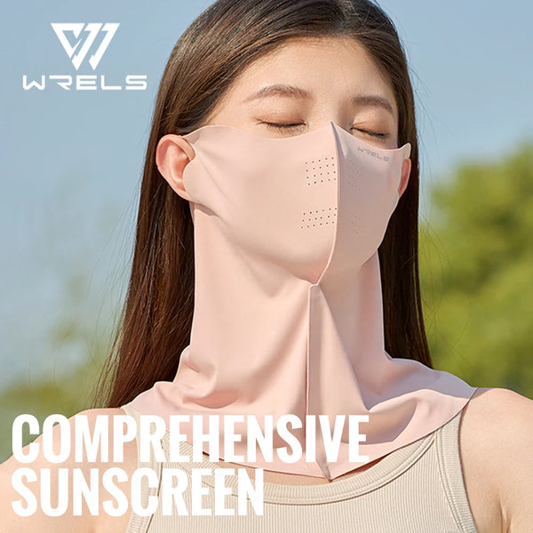 WRELS Summer UV Protection Outdoor Mask Sunscreen Mask UPF 500+UV Protection Breathable Ice Silk Mask for Outdoor Sports