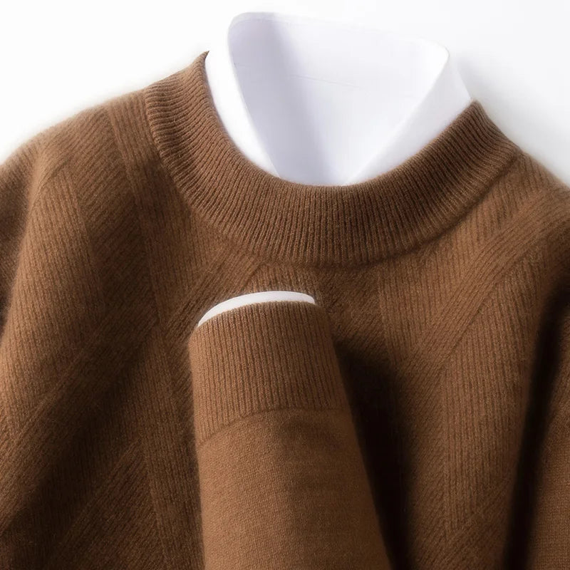 100% Wool Old Money Style Sweater,  Autumn-Winter Thermal Vintage Christmas Red Knit Sweater Crew Neck Pullover