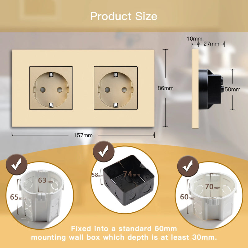 BSEED EU Single Wall Sockets Double 5V 2.1A USB Socket Phone Charge Triple Power Plugs With Plastic Panel Four Frame Outlets
