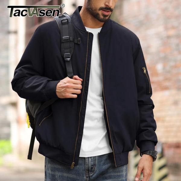 TACVASEN Winter Padded Bike Jackets Outwear Mens Retro Pilot Jacket Coat Casual Baseball Jackets Varsity Jackets Streetwear