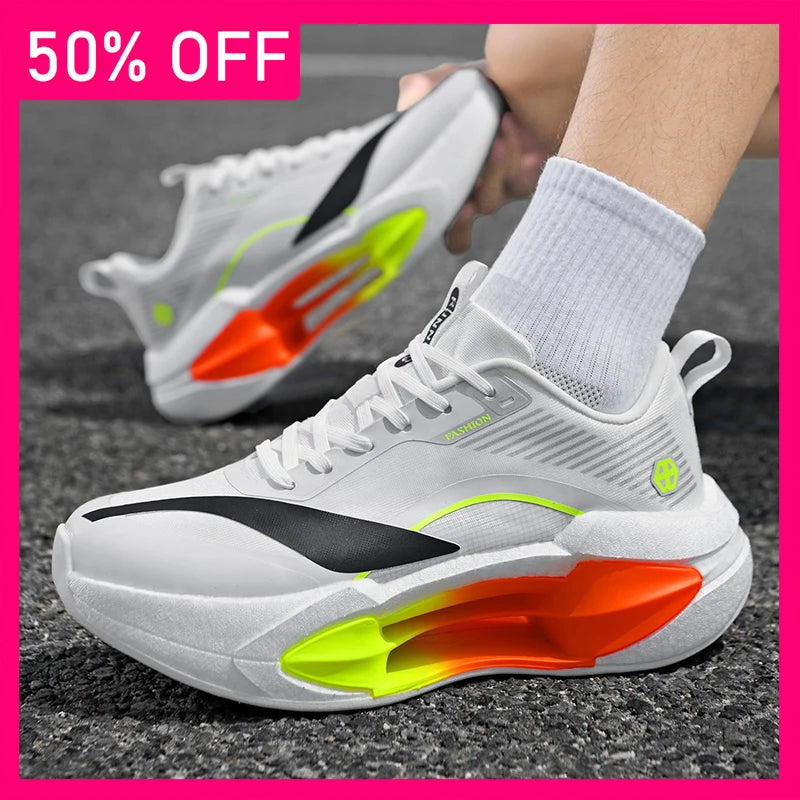 Unisex Sports Shoes Marathon Features Autumn Outdoor Running Shoes Hollowed Out Soft Sole Anti Slip Damping Training Shoes Man