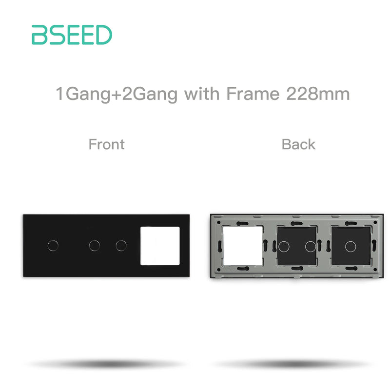BSEED EU Standard Touch Light Switch Panel With Wall Socket Frames 228mm Metal Base Included Glass Frame Without Switch Part