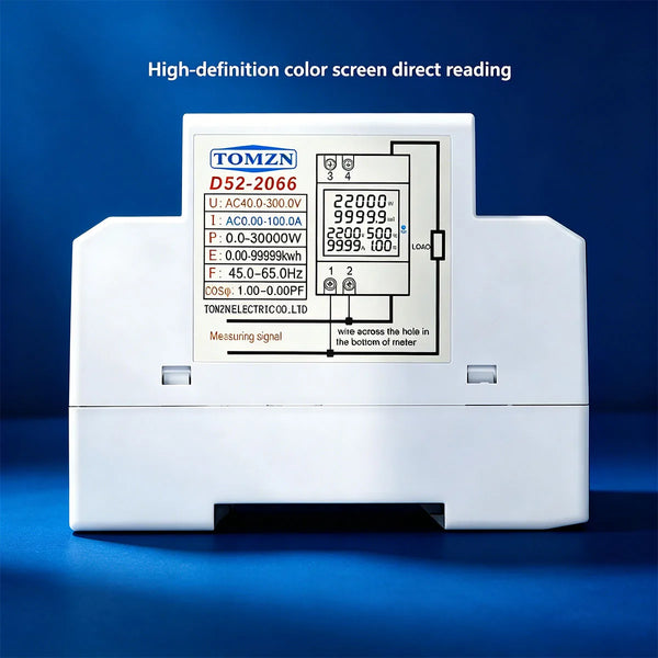 TOMZN WiFi Smart 6-in-1 AC Monitor 110/220V 100A Factor Active Energy Frequency Tuya kWh DIN Rail Measures Voltage Current Power