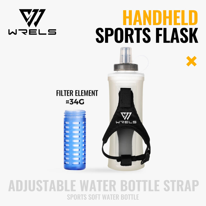 WRELS TPU Soft Water Bottle BPA Free Hydration Flask Running Cycling Hiking Outdoor Squeeze Collapsible Handheld Sports Kettle