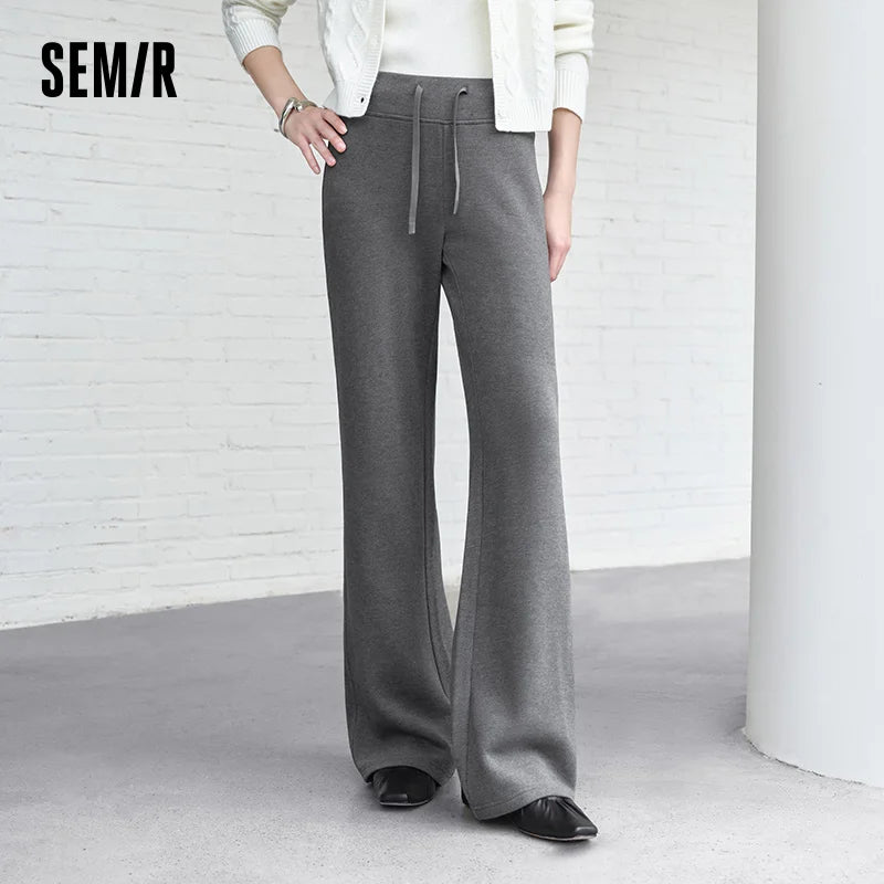 Semir Women Casual Pants High Waist Brushed Fleece Sport Style Wide Leg 2026 New Winter Daily Wear Urban Casual Style