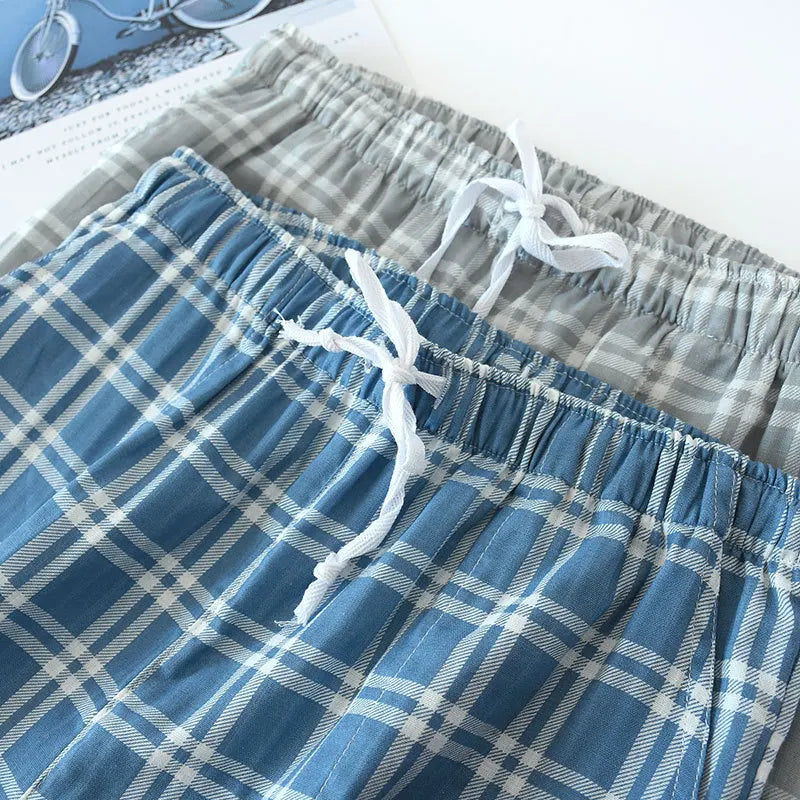 New Casual Women Sleepwear Pant Spring Autumn Cotton Pajamas Pants Plaid Couple's Home Wear Sleeping Trousers Men Pantalones