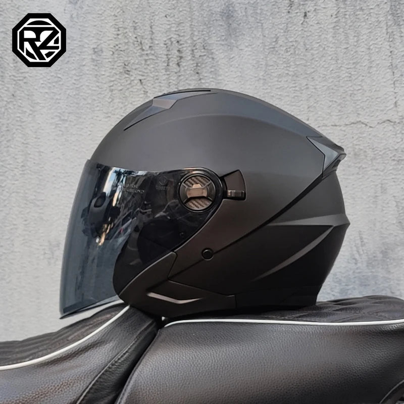 ORZ Motorcycle Helmet Half Face Double Lens Moto Four Seasons Men Women Street Fashion Helmet Capacete De Moto Safety