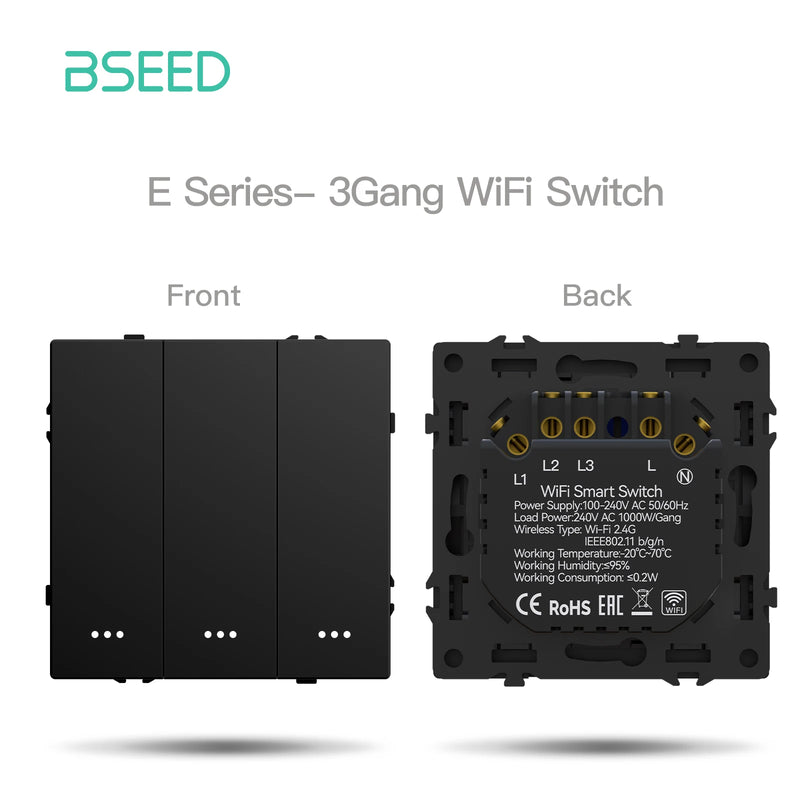 BSEED WIFI Button Switch Module 1/2/3/4Gang Smart Light Switch DIY Part Plastic Frame Smart Socket Components Tuya Smart Life