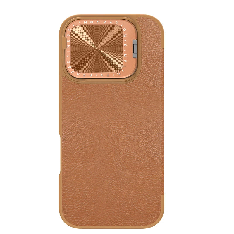 Nillkin For iPhone 16 Pro Max Case Qin Prop Leather Flip Case Card Pocket for iPhone 16 Pro for iPhone 16 Cover With Lens Holder