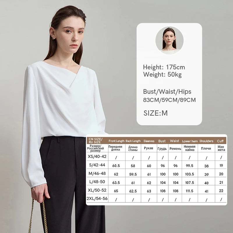 AMII 2026 Autumn Women Blouse Minimalism Solid Loose Simple Gentle Breeze Long-sleeve Office Lady Shirts Female Tops 12543062