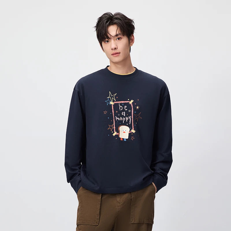 Semir Men Tshirt Long Sleeve Graffiti Print Couple Knit Top Urban Casual Street Style Autumn Urban Daily Wear 2026