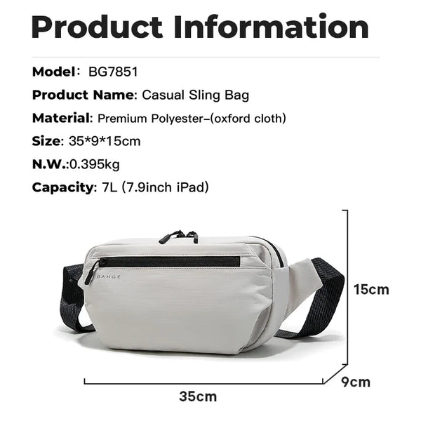 BANGE Anti-Theft Waterproof Chest Bag Multi-Carry Modes Sling Crossbody Travel Shoulder Bag for Men Ourdoor Sports Fit 7.9'' Pad