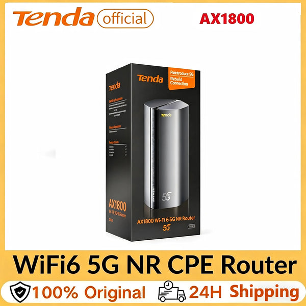 រ៉ោតទ័រ Tenda 5G NR LTE AX1800 WiFi6 SIM CPE ប្រេកង់ពីរ 2.4/5GHz ល្បឿនរហូតដល់ 4.67Gbps Easy Mesh ច្រក Gigabit 2 WPA3 OFDMA MU-MIMO