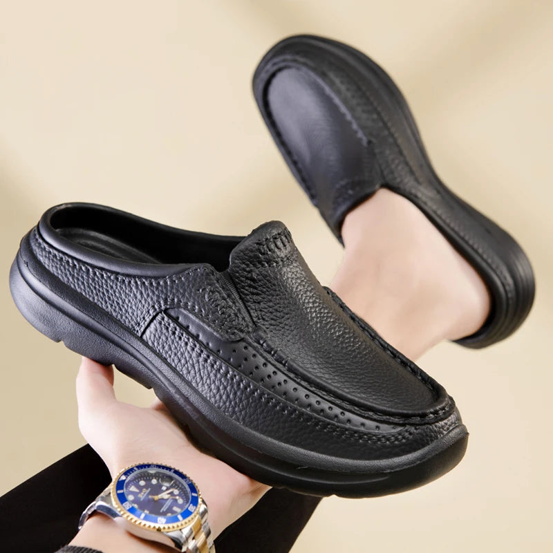 Men's shoes spring and summer new breathable waterproof non slip oil resistant soft soles fashion casual chef shoes driving shoe