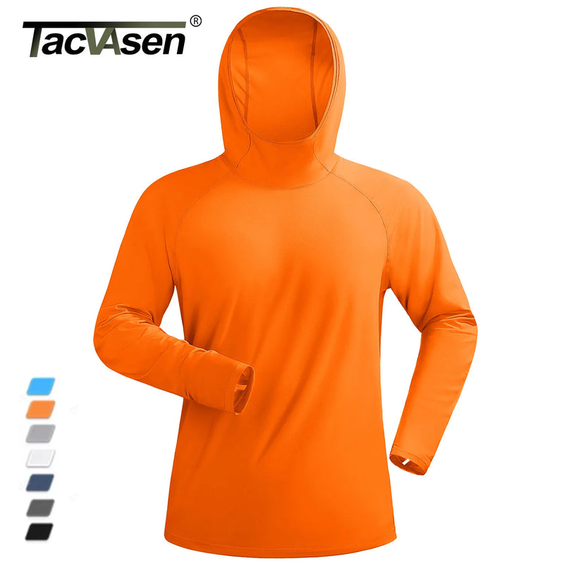 TACVASEN Men's UPF 50+ T-shirts Quick Dry Hoodie Long Sleeve Rash Guard Sun Protection SPF Quick Dry Hiking Swim Fishing Shirt
