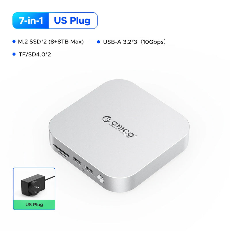 ORICO MiniLink Type C Hard Drive Enclosure Docking Multi-Interface Converter SD/TF4.0 USB4 Transfer Designed for MacMini M4 Dock
