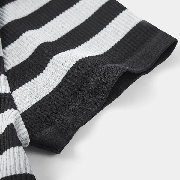 Semir Bottoming Shirt Women Stylish Vintage Striped Short Sleeve T-Shirt Round Neck Inner Layer Spring Top Slim Fit Slimming