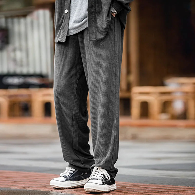 ខោ Maden Workwear បែប Retro ប៉ាក់ចង្កេះយឺត ខោកីឡា ខោជើងវែងបុរស រដូវស្លឹកឈើជ្រុះ