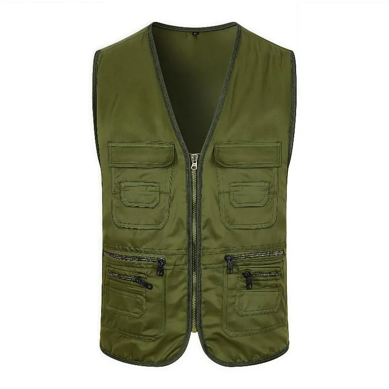 Male Outerwear Vest Thickened Zipper Work Vest Custom Printing Logo Multi-Pocket Activity Vest Team Workwear 9 Colors