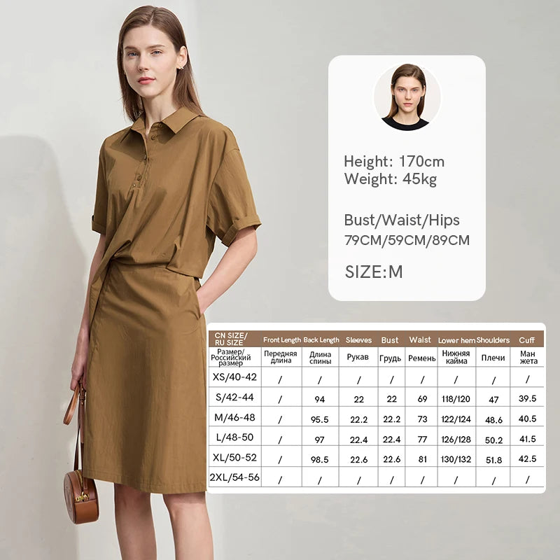 Amii Minimalist Premium Shirtdress Women 2026 Summer New Office Lady Casual Half Placket Solid Pleated Straight Dresses 12522068