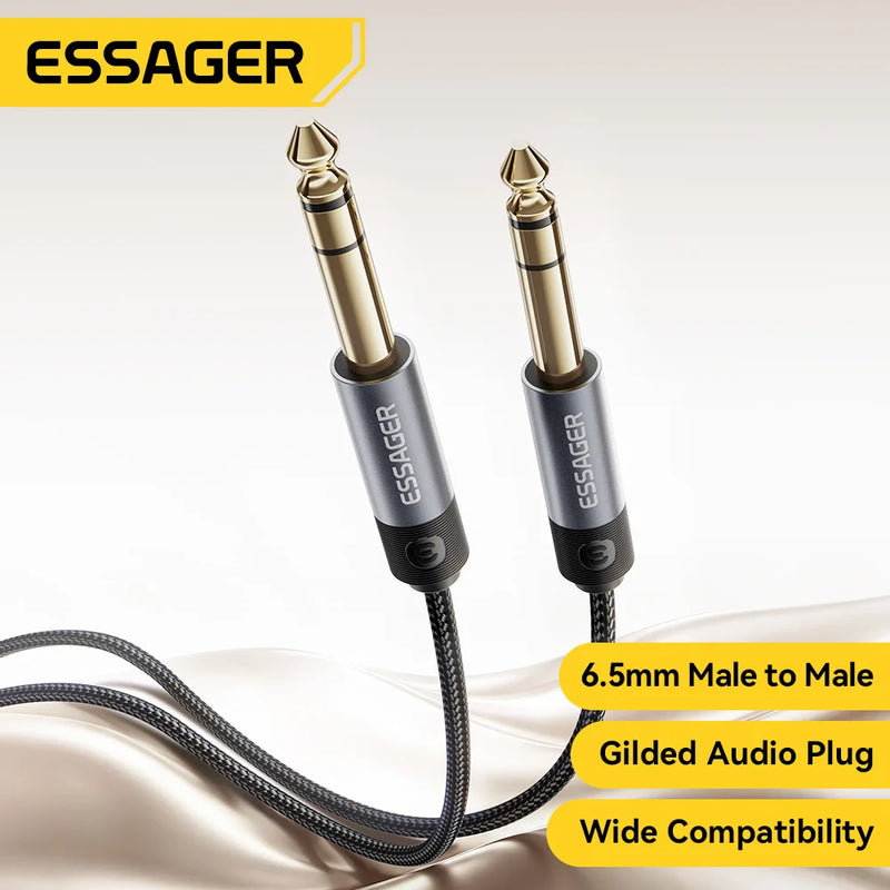 Essager Aux Guitar Cable 6.5mm Male-to-Male Audio Cable Jack 6.35mm Aux Cable for Guitar Mixer Amplifier Speaker Bass Keyboard