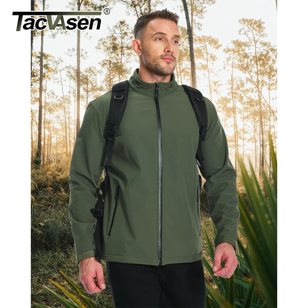 TACVASEN Men's Outdoor Waterproof Hiking Jackets Full Zip Up Fleece Work Jacket Coat Trekking Camping Fishing Windbreaker Male