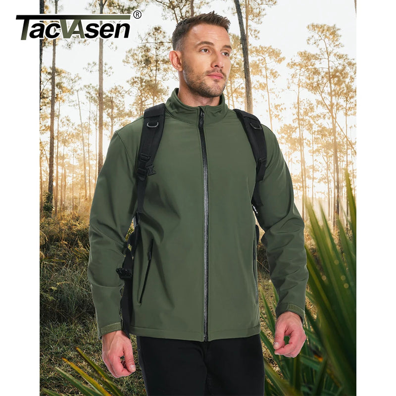 TACVASEN Men's Outdoor Waterproof Hiking Jackets Full Zip Up Fleece Work Jacket Coat Trekking Camping Fishing Windbreaker Male