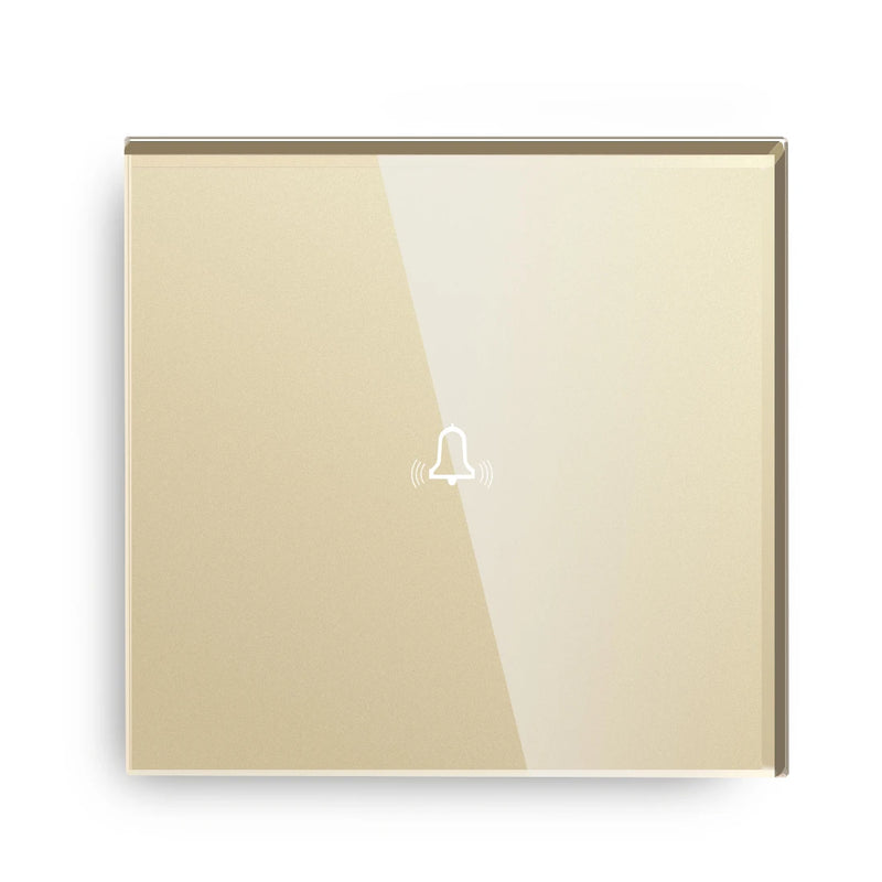 BSEED Touch Screen Doorbell Switch LED Backlight Indicator Wall Switches Glass Panel Door Bell Switch 86*86mm Home Inprovement