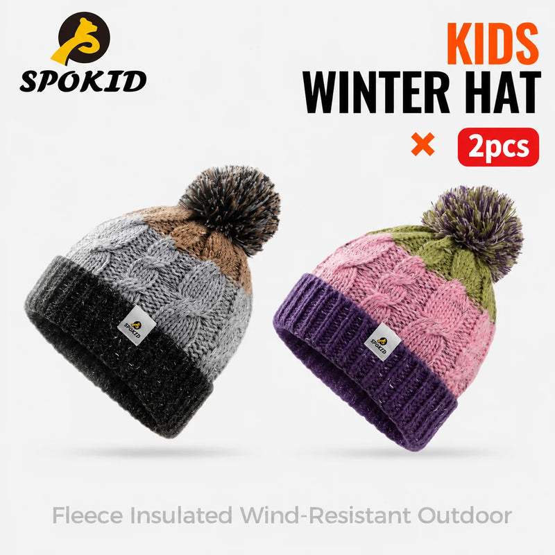 WRELS Merino Wool Knitted Hat Thick Warm Skull Cap Windproof Ear Protection Boys Girls Kids Winter Hiking Outdoor Skiing  Beanie