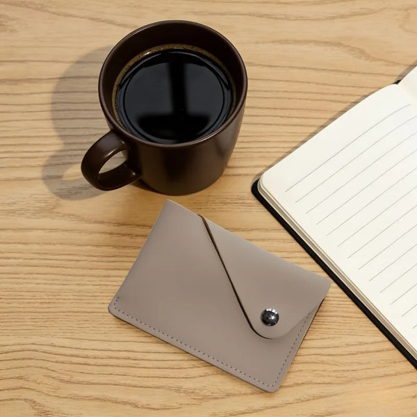 Minimalist Style Envelope Snap Closure PU Business Card Holder, Portable and Lightweight, Card Holder Wallet.
