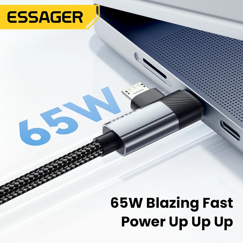 Essager 2 in 1 USB C Cable 65W PD Fast Charging Type C/USB A To Micro Cable For iPhone Samsung Xiaomi Huawei Redmi iPad Macbook